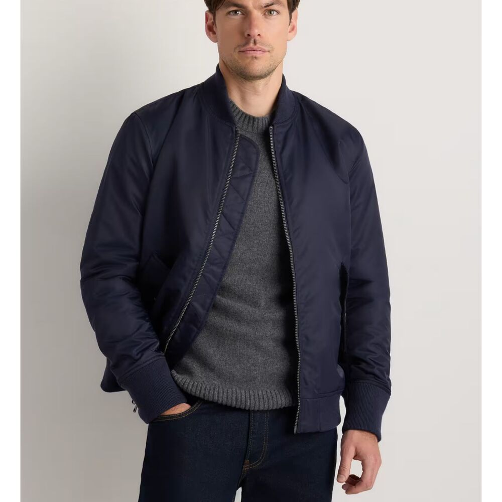 Quince Flight Nylon Bomber Jacket in Navy Blue Small